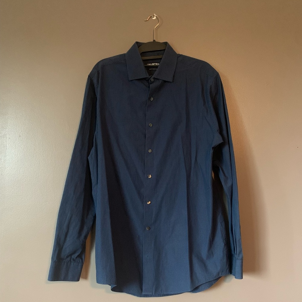 Blue Plaid Button Down Dress Shirt
